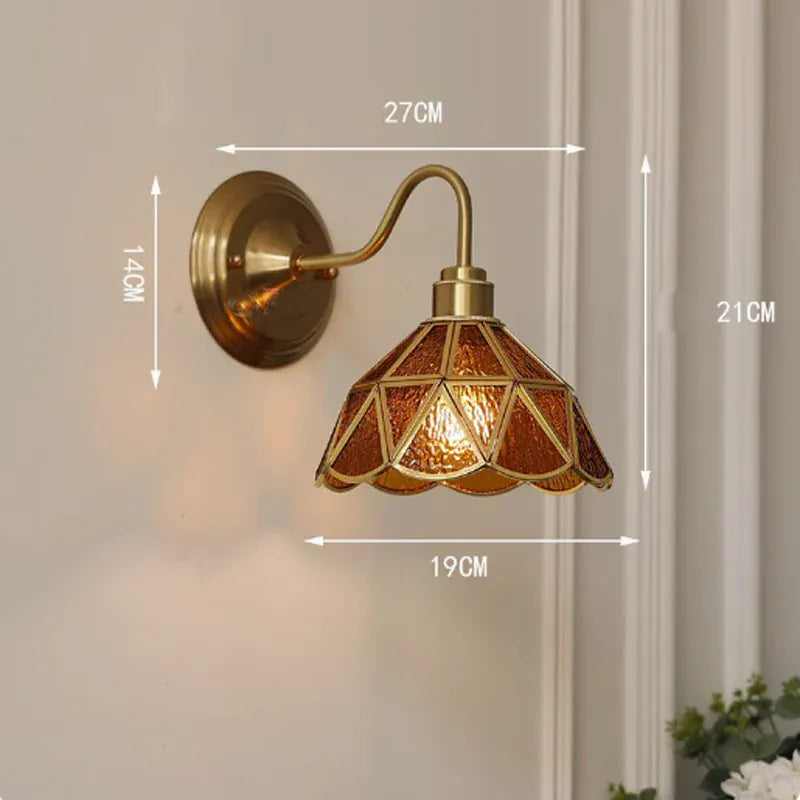Retro Copper Tiffany Wall Lamp Light Fixture