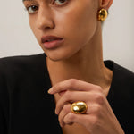 Load image into Gallery viewer, 18k Hammered Oval Dual Band Ring

