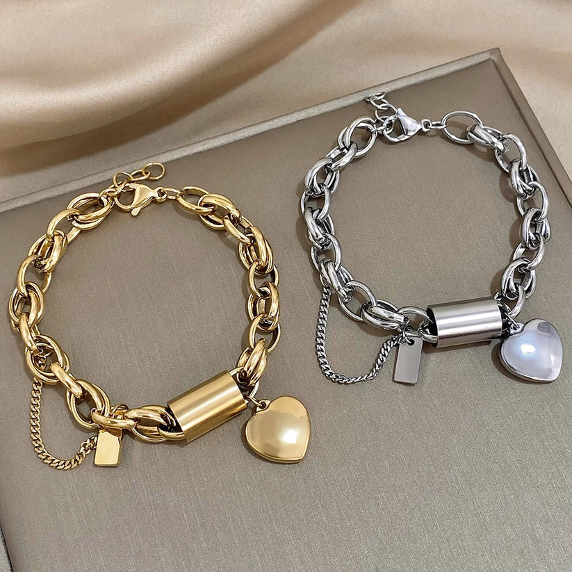 Bohemian Heart Charm Bracelet in Gold