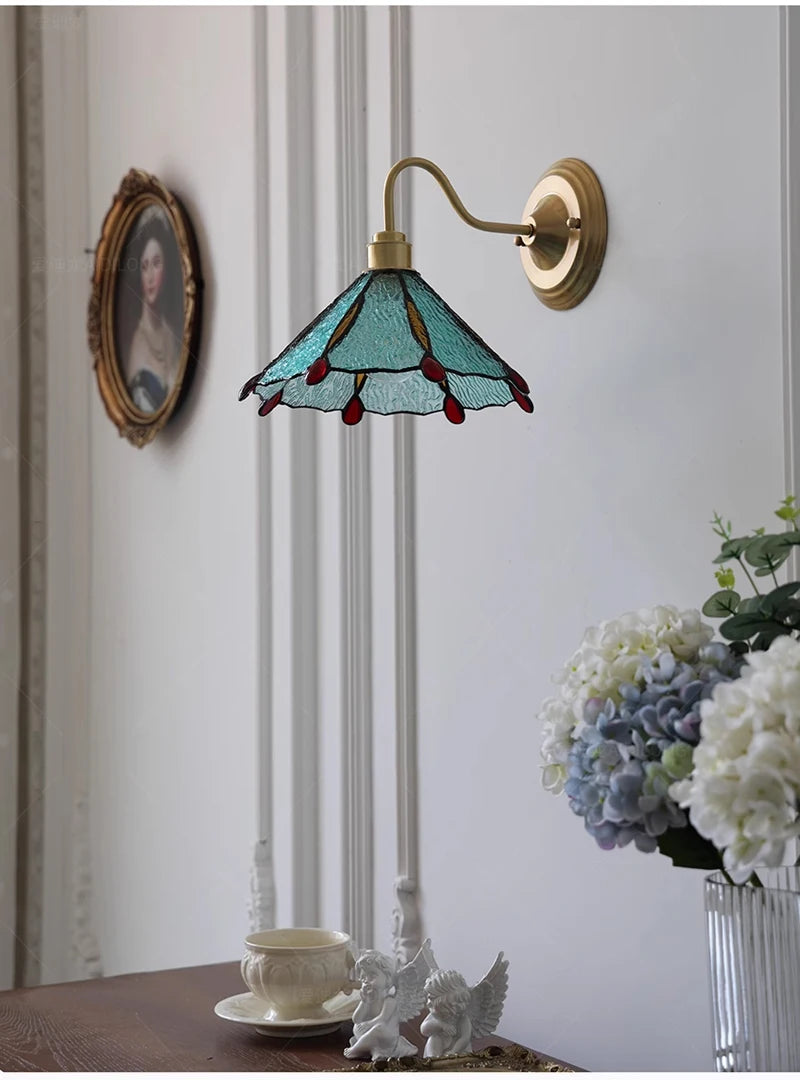 Retro Copper Tiffany Wall Lamp Light Fixture