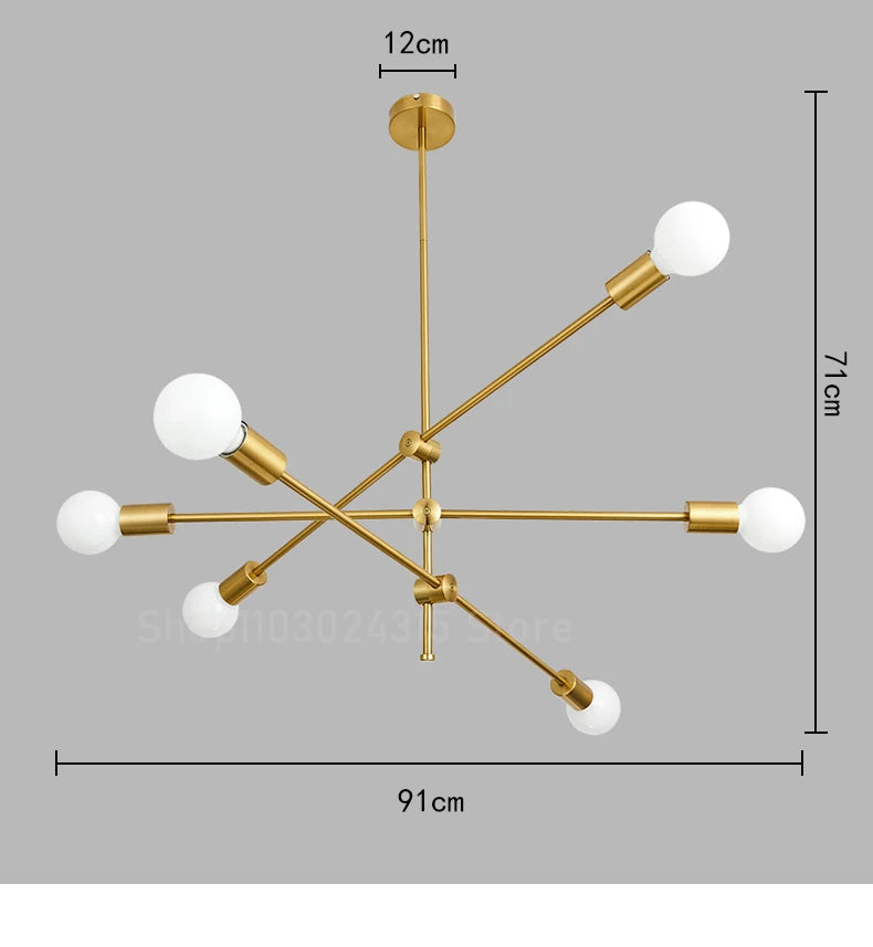 Modern Chandelier Flush Mount Long Pole Ceiling Lighting Fixture