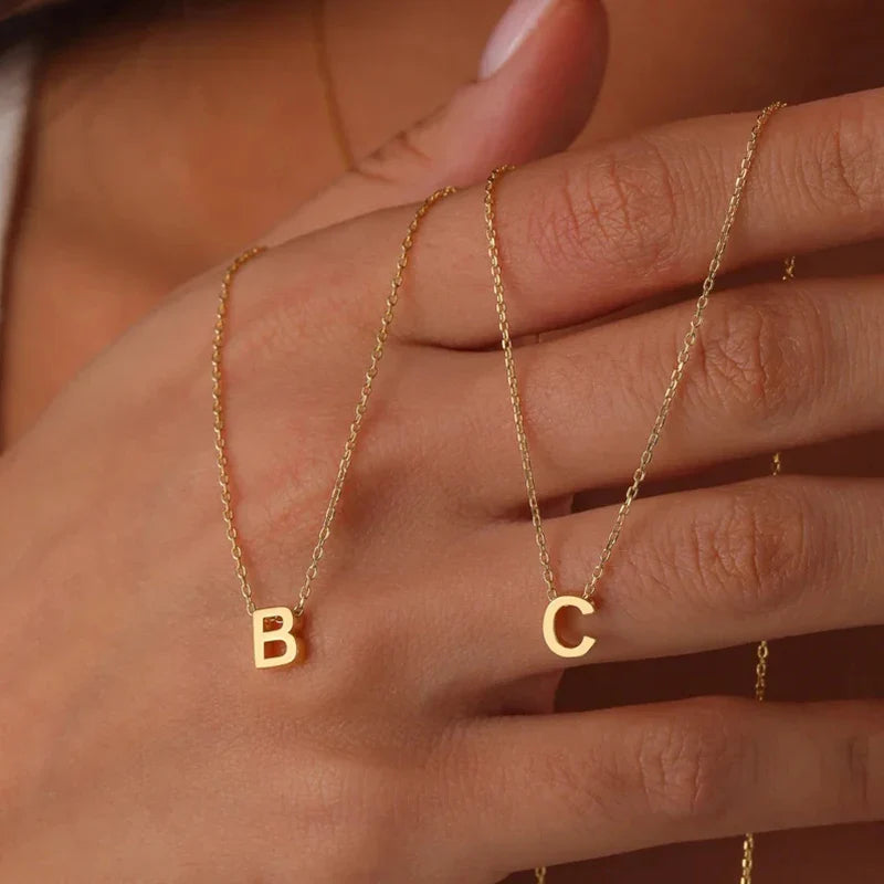 Dainty minimal letter initial necklace