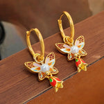 Load image into Gallery viewer, Pastel Dainty Butterfly &amp; Pearl Hoop Earrings

