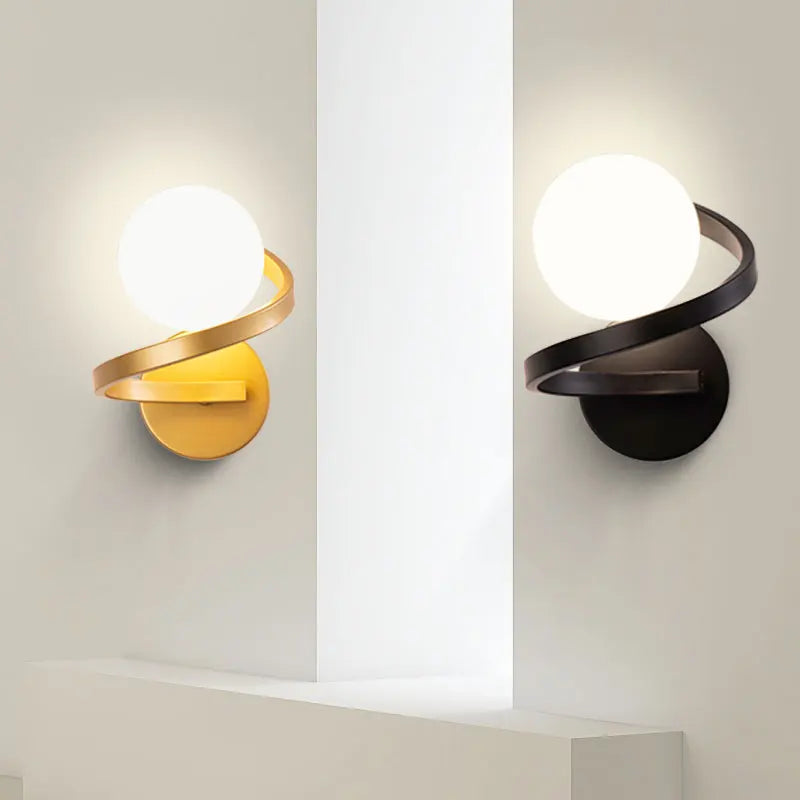 Modern Globe Wall Sconce Light Fixture in Black or Gold