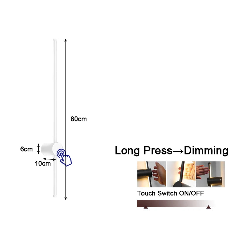 360° Rotatable Touch Dimmable LED Wall Sconce for Bedside &amp; Living Spaces