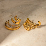 Load image into Gallery viewer, 18k Quad Half Hoops Stud Earrings
