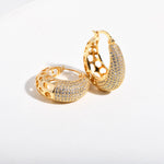 Load image into Gallery viewer, 14k Intricate Half Diamond Hoop Earrings
