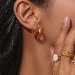 Load image into Gallery viewer, Minimal Textured Crevice Earrings

