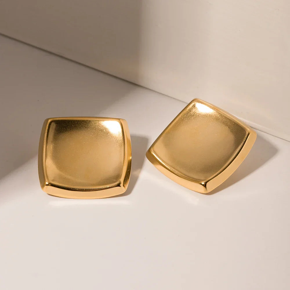 Poppy Gold Square Earrings