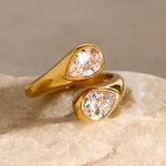 Load image into Gallery viewer, Teardrop Diamond Accented Wrap Ring
