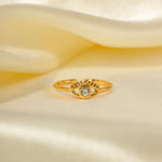Load image into Gallery viewer, Adjustable 18k Diamond Center Evil Eye Ring
