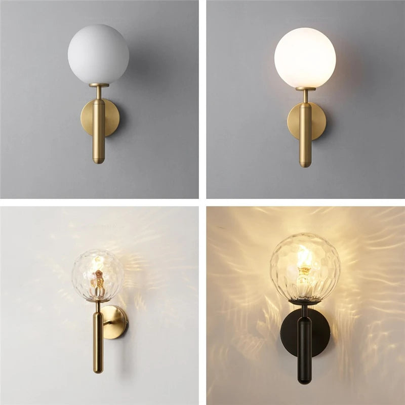 Metal Glass Ball Wall Lamp Light Fixture