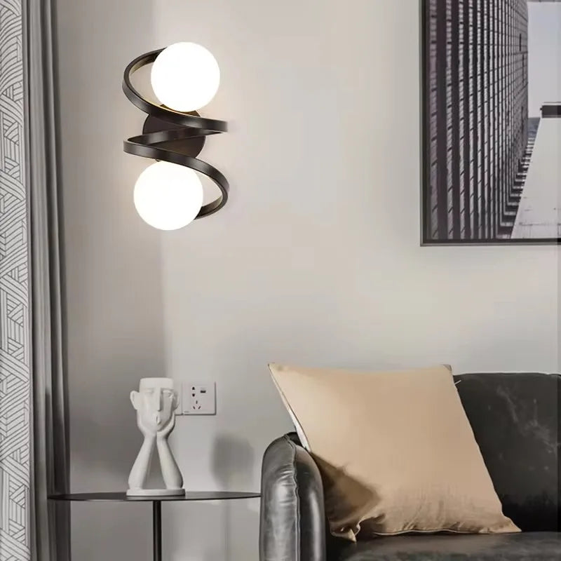 Modern Globe Wall Sconce Light Fixture in Black or Gold