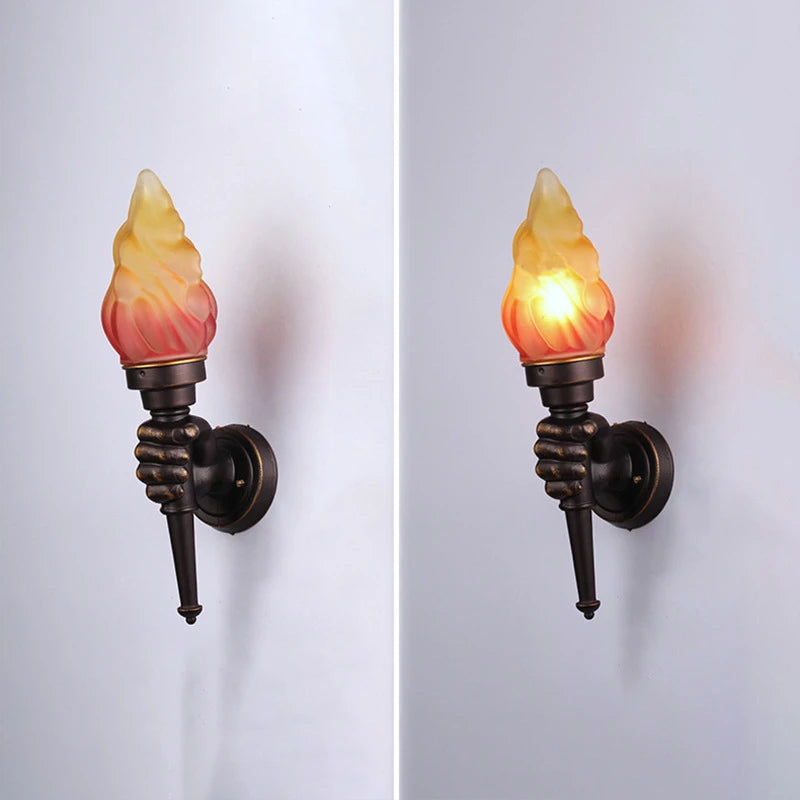 Brown Industrial Torch Outdoor Wall Lighting Fixture
