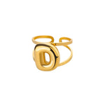 Load image into Gallery viewer, Adjustable Open Band Bubble Letter Initial Ring
