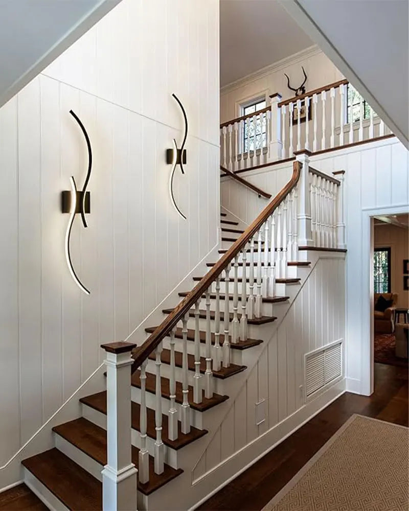 Black Nordic Inspired Waved Indoor Wall Lamp