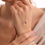 Load image into Gallery viewer, Dainty Serif Initial &amp; Birthstone Necklace
