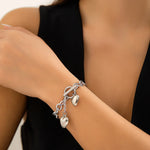 Load image into Gallery viewer, Bold Chunky Chain Link Dual Heart Lariat Necklace &amp; Bracelet
