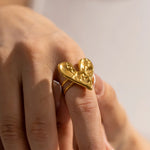 Load image into Gallery viewer, 18k Hammered Textured Heart Ring
