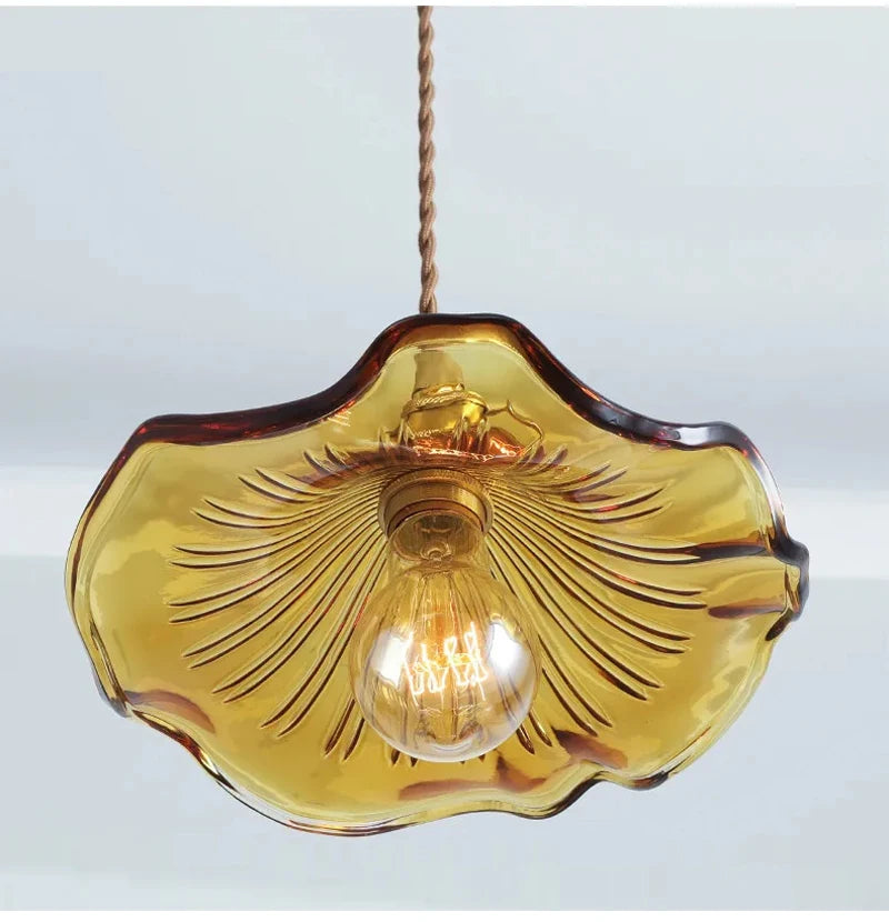 Colorful Glass & Copper Pendant Light Fixture
