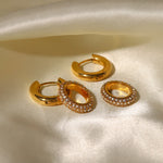 Load image into Gallery viewer, 18k Dainty Huggie Diamond Dangle Earrings

