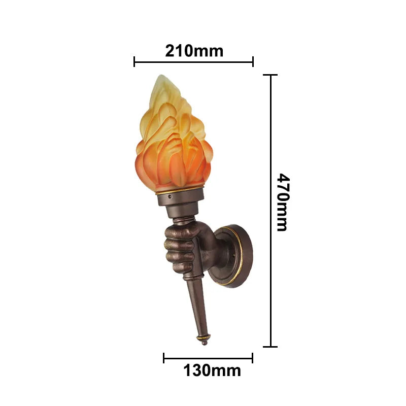 Brown Industrial Torch Outdoor Wall Lighting Fixture