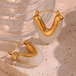Load image into Gallery viewer, 18k Classy V Hoop Earrings
