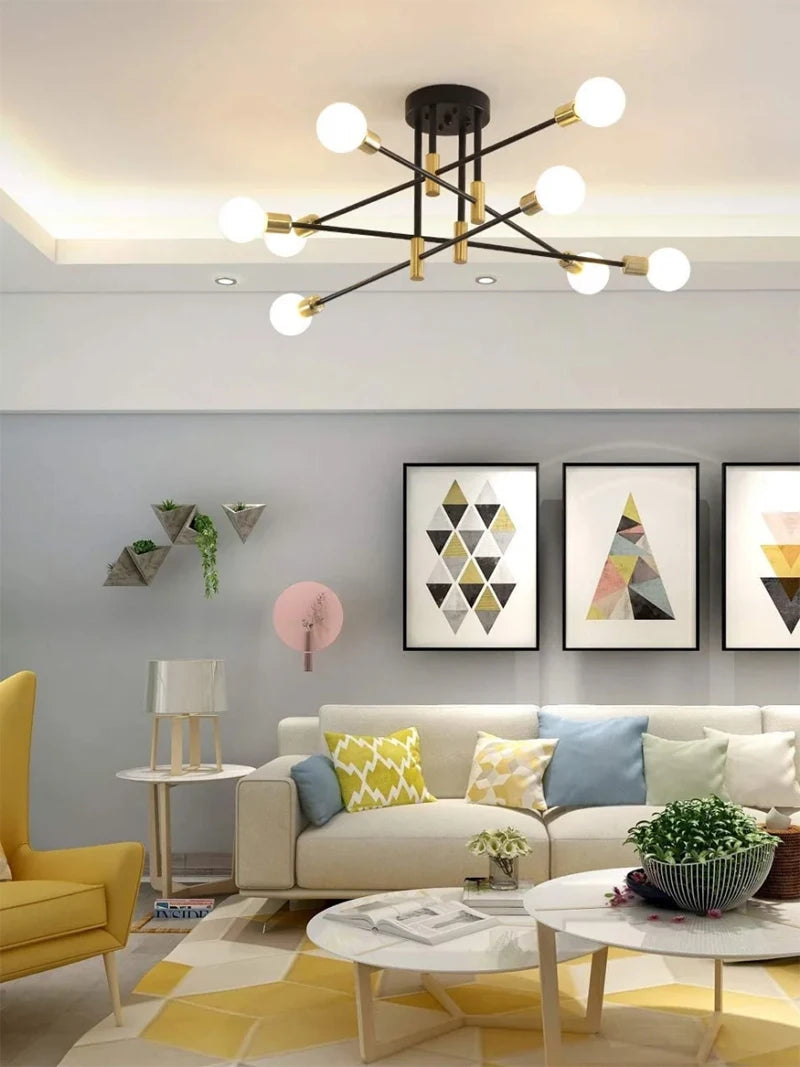 Black & Gold Iron Chandelier Pendant Light Fixture