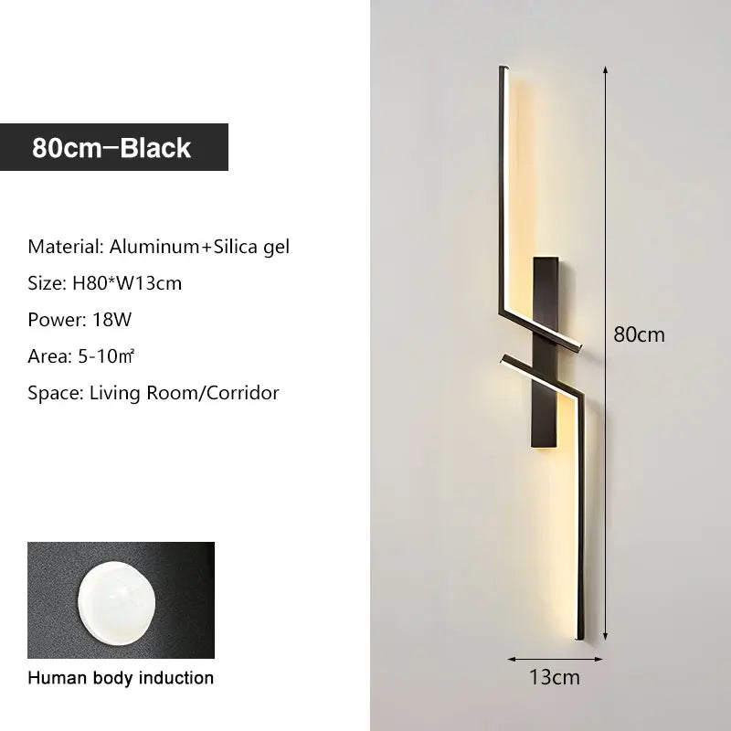 Motion Sensor Enabled Contemporary Wall Light Sconce in Black & Gold