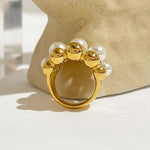 Load image into Gallery viewer, 18k Chunky Gold Accented Pearl Bead Ring
