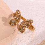 Load image into Gallery viewer, 18k Diamond Accented Textured Open Butterfly Ring
