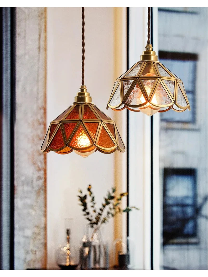 Retro Copper Tiffany Wall Lamp Light Fixture