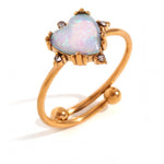 Load image into Gallery viewer, Adjustable Diamond Accented Opal Iridescent Rings
