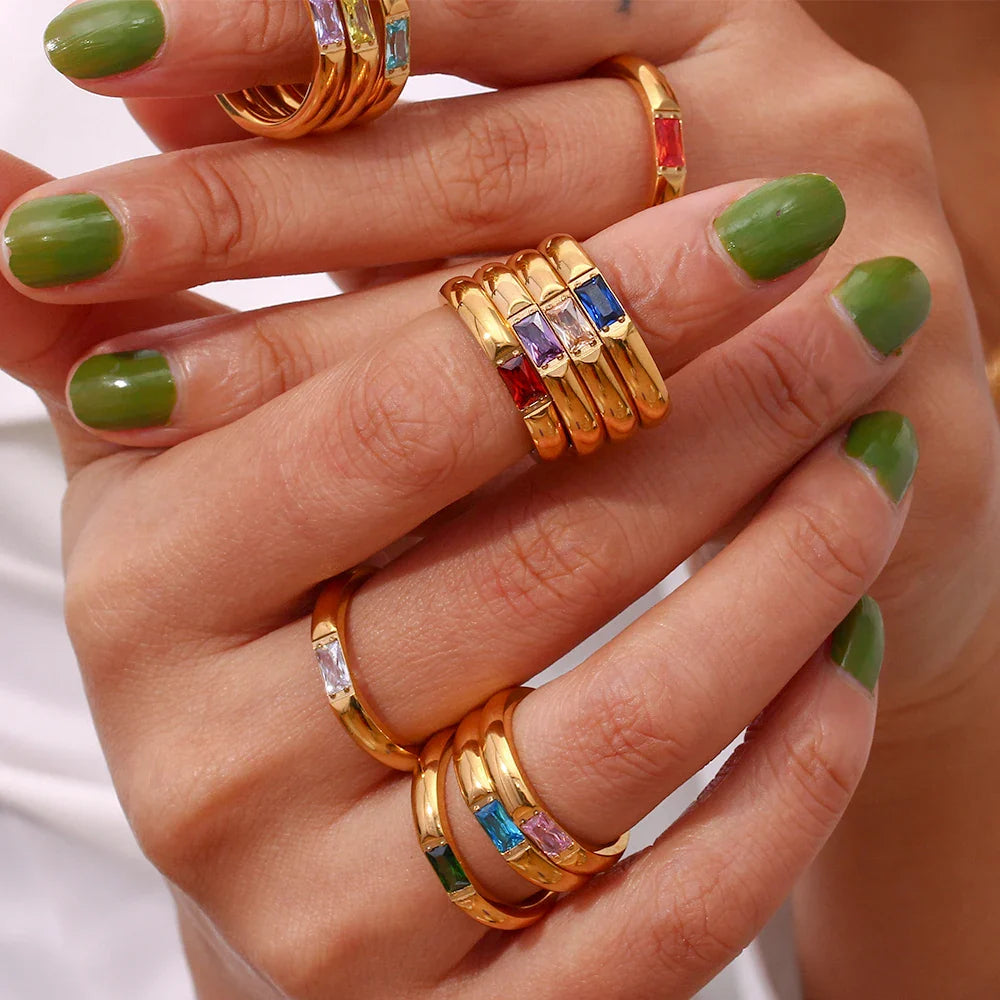 18k Baguette Cut Fine Birthstone Ring