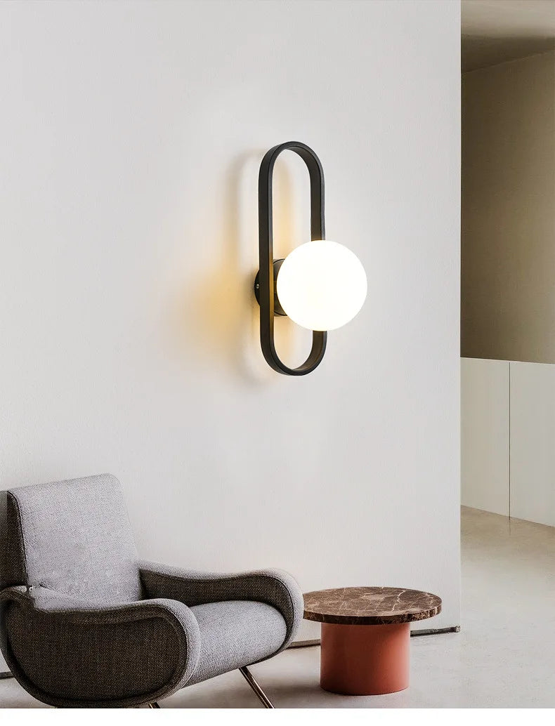 Minimalist Glass Globe Indoor Wall Light Fixture