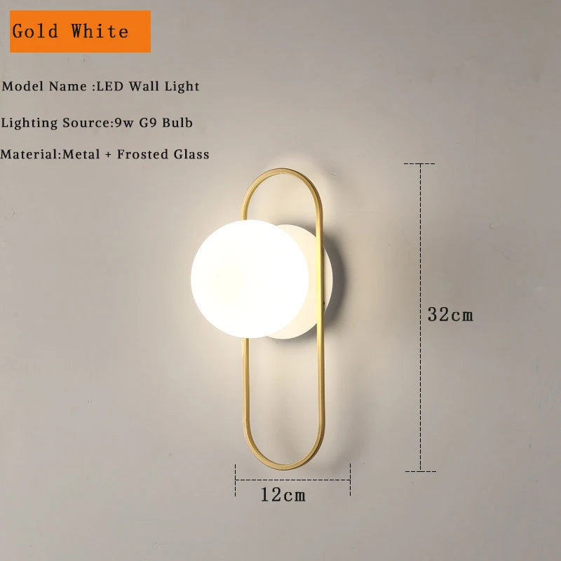 Modern Black &amp; Gold Glass Ball Indoor Wall Sconces