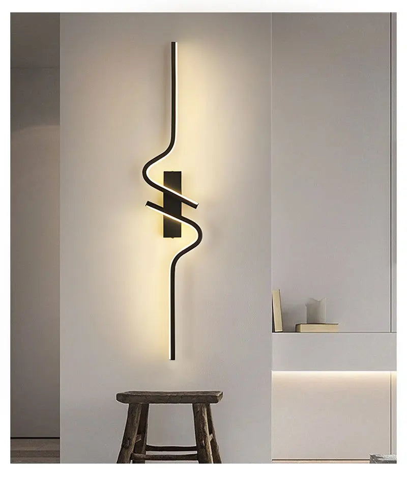 Black Modern Wave Design Indoor Wall Light