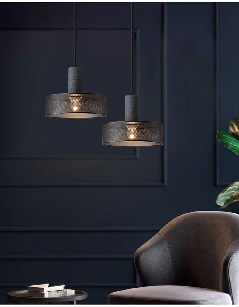 Vintage Concrete Tone Pendant Light Fixture