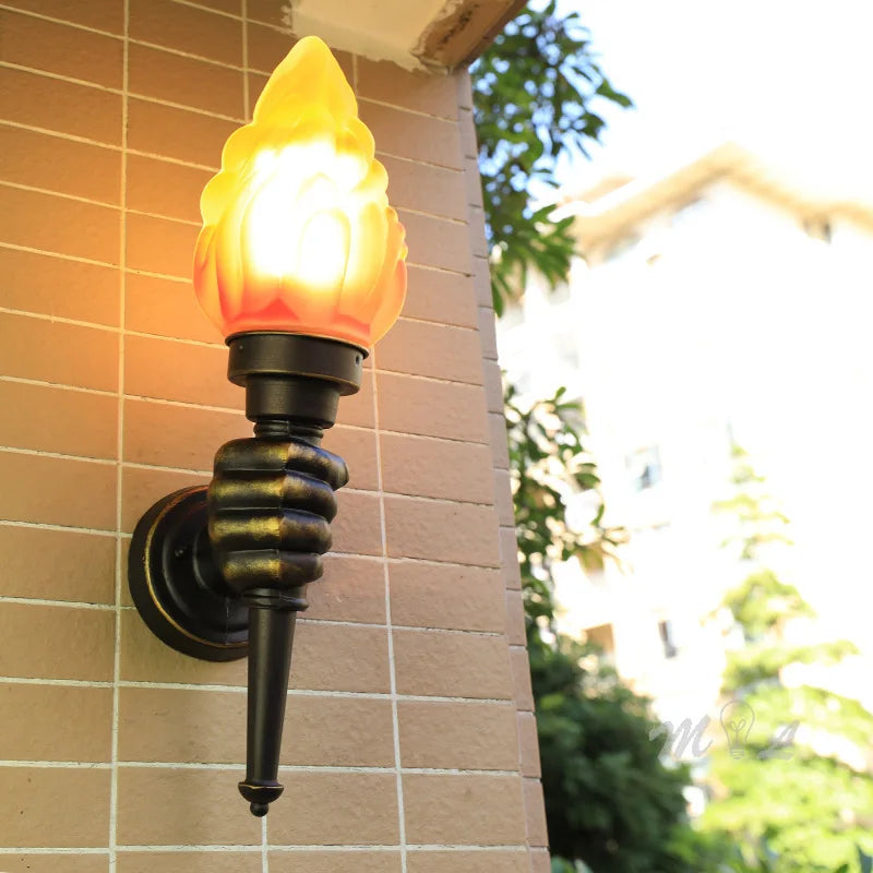 Brown Industrial Torch Outdoor Wall Lighting Fixture