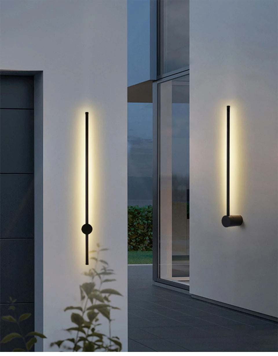 Black Modern Long Strip Outdoor LED Wall Sconce