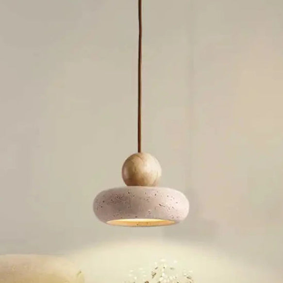 Vintage Pendant Light Fixture with Natural Yellow Agate Stone