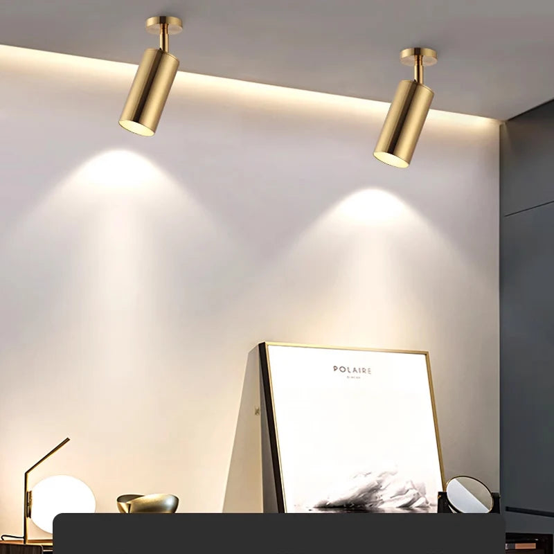 Modern Black &amp; Gold Flush-Mount Ceiling Spotlight Track Lighting Fixture