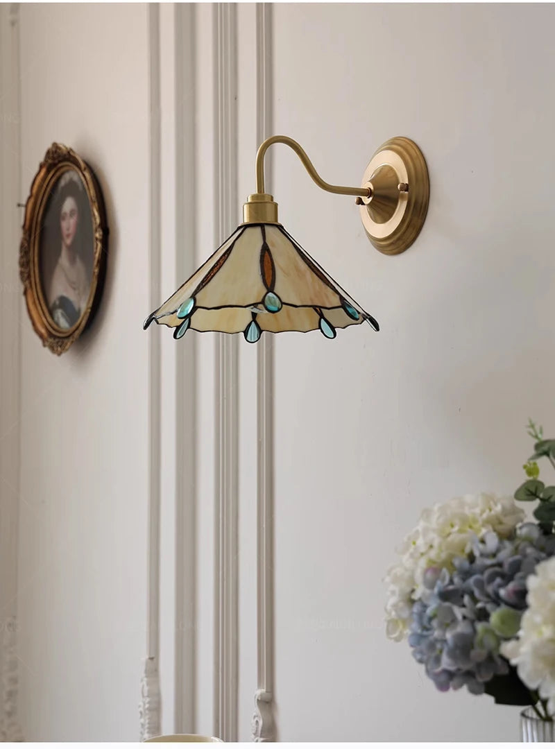 Retro Copper Tiffany Wall Lamp Light Fixture