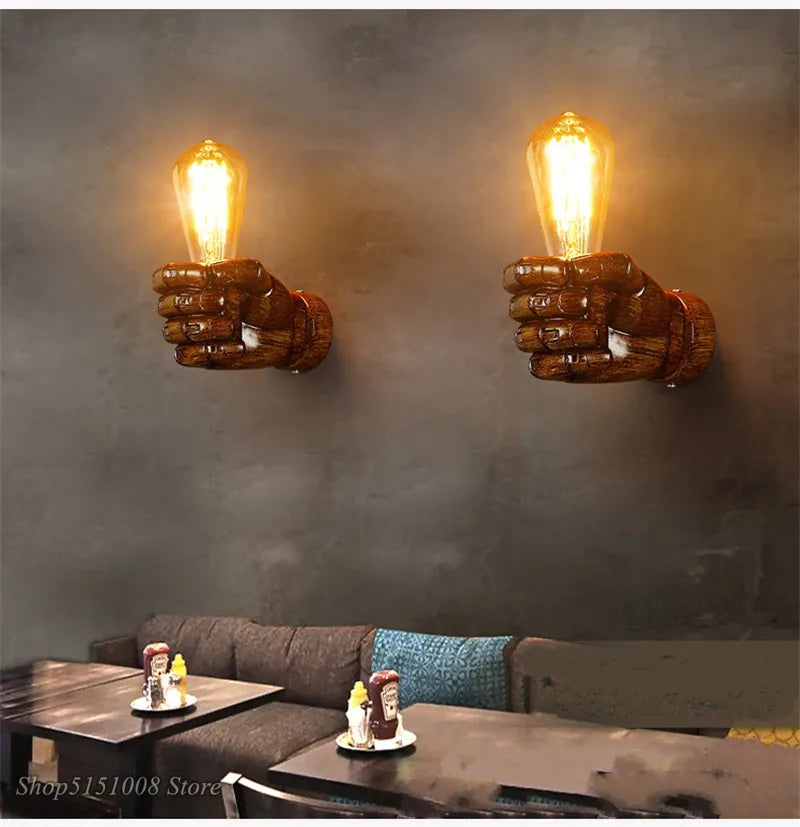 Resin Metal Hand Wall Sconce Light Fixture