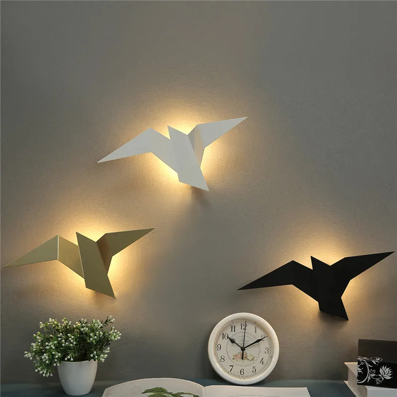 Nordic Iron Art Flying Bird Wall Lamps Light Fixture