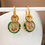 Load image into Gallery viewer, Dainty Butterfly Floral Disc Golden Huggie Hoop Earrings
