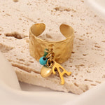 Load image into Gallery viewer, Dainty Adjustable Letter Initial &amp; Heart Pendant Ring
