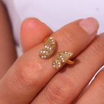 Load image into Gallery viewer, 18k Diamond Accented Textured Open Butterfly Ring
