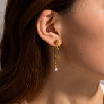 Load image into Gallery viewer, 18k Dainty Asymmetrical Melted Gold Pearl Earrings
