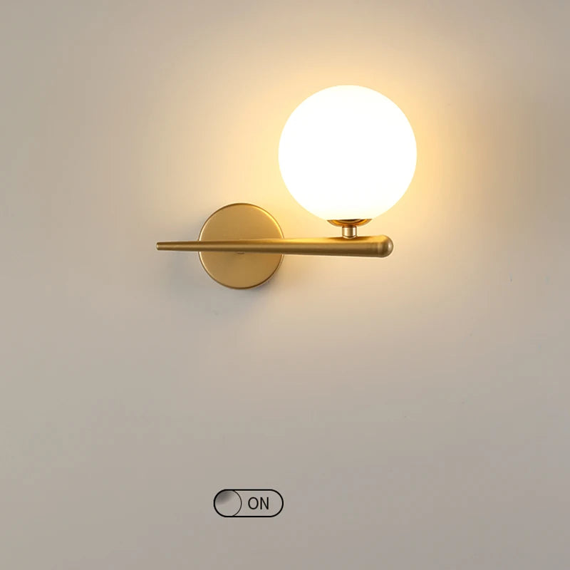 Contemporary Glass Ball Wall Sconce In Gold or Black Accent